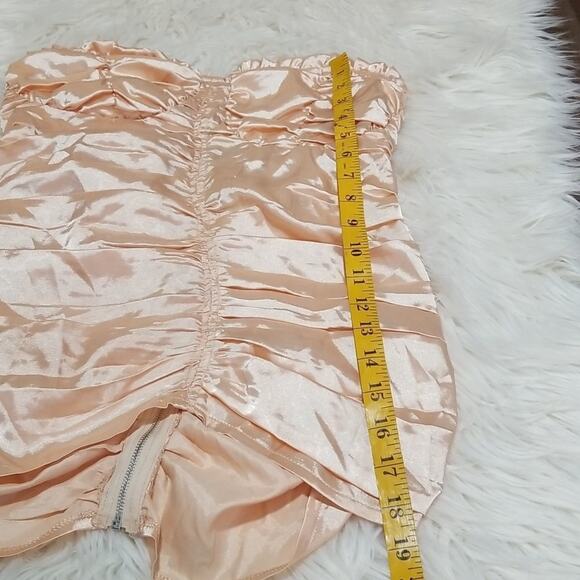 NWOT PrettyLittleThing Champagne Satin Ruched Tube Top - Picture 7 of 7